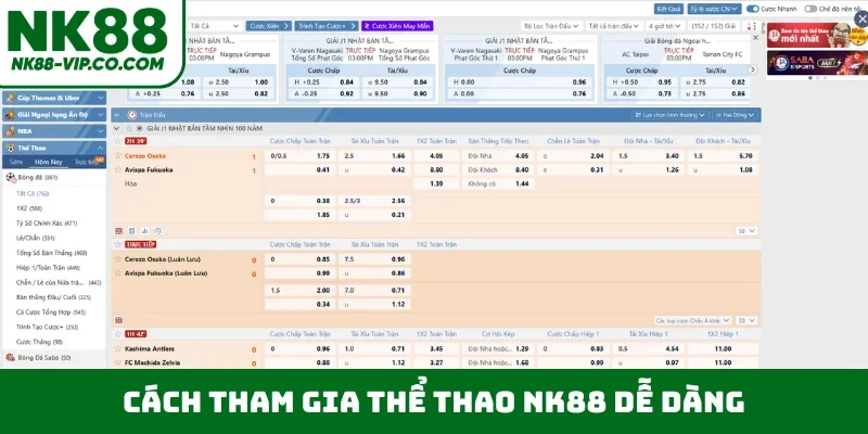 Cách tham gia thể thao NK88 dễ dàng