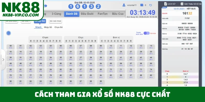 Cách tham gia xổ số NK88 cực chất
