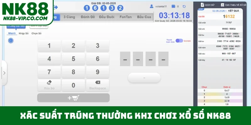Xác suất trúng thưởng khi chơi xổ số NK88